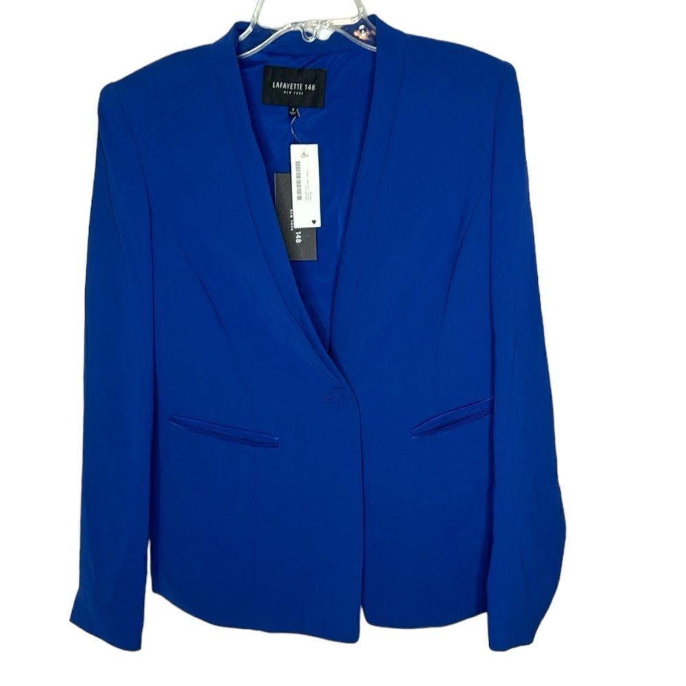 Lafayette 148 Blue Cobalt Buttoned Blazer. Size 8.